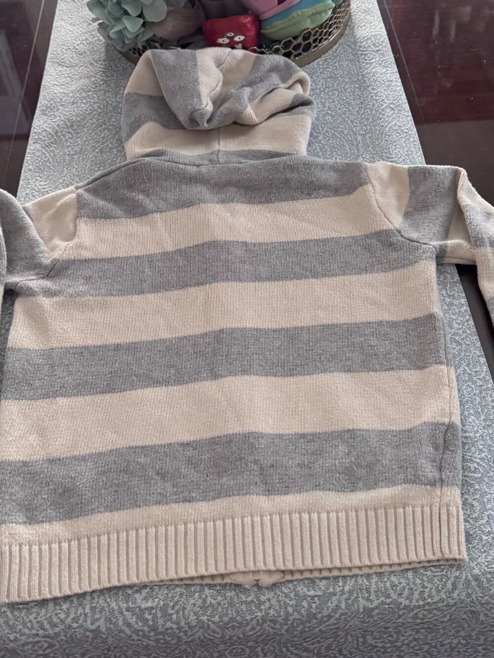 Brandy Melville Alana Striped Zip-Up Knit Hoodie Cardigan Sweater Size S/OS - Picture 3 of 16